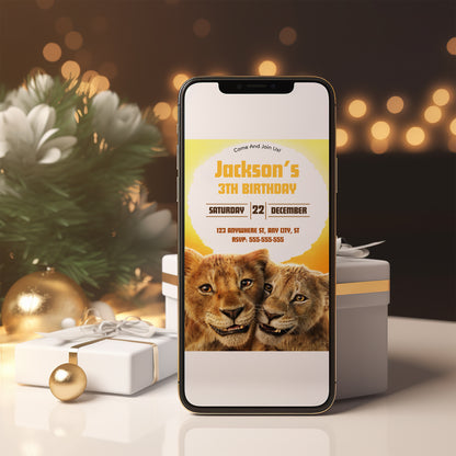 Mufasa The Lion King Birthday Invitation Template - CreativeRino