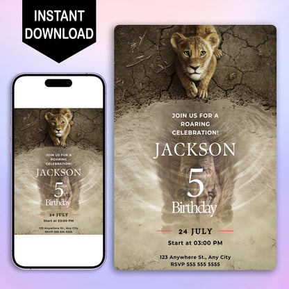 Mufasa The Lion King Birthday Invitation Template - CreativeRino
