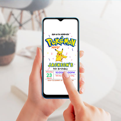 Pikachu Birthday Party Invitation Template | Pokemon Invite - CreativeRino