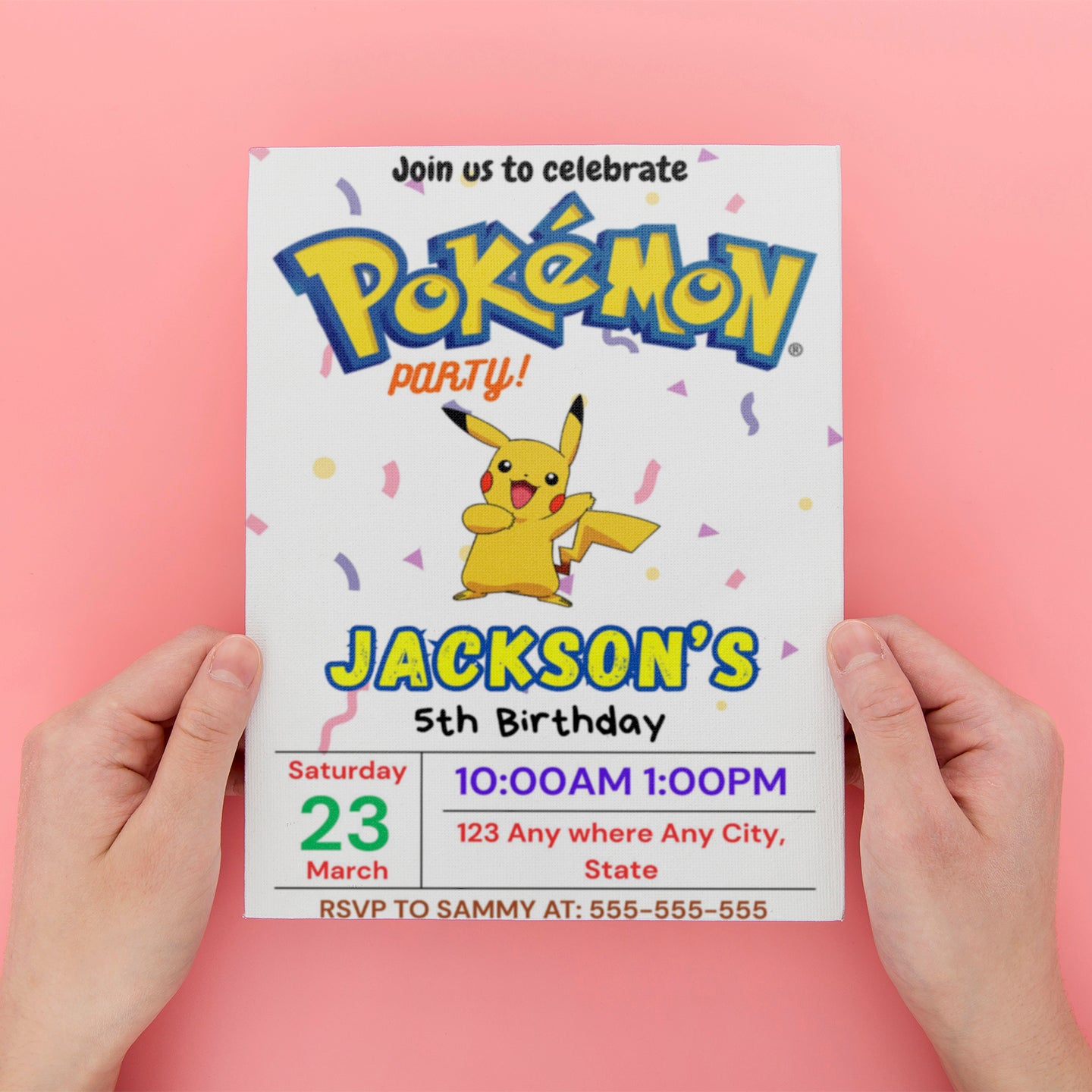 Pikachu Birthday Party Invitation Template | Pokemon Invite - CreativeRino