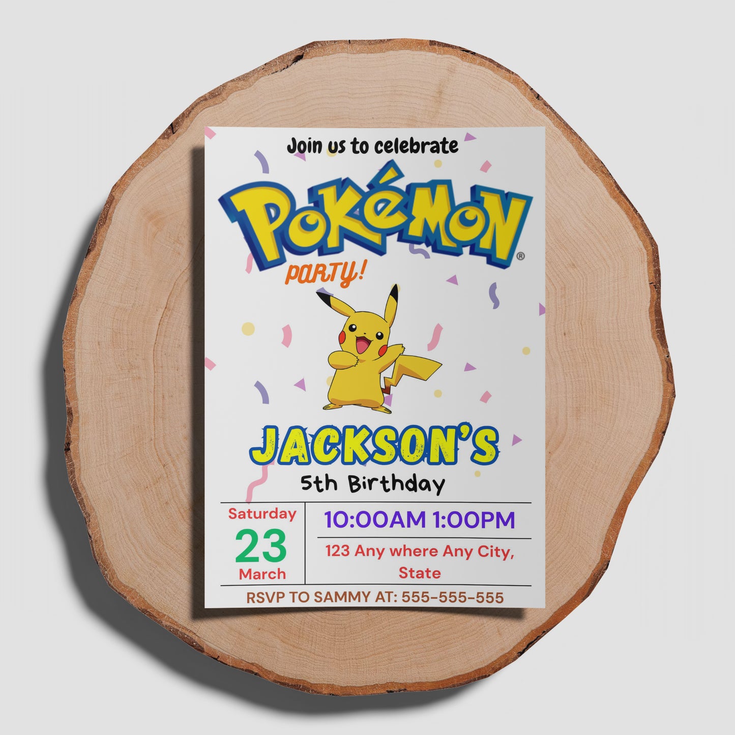 Pikachu Birthday Party Invitation Template | Pokemon Invite - CreativeRino