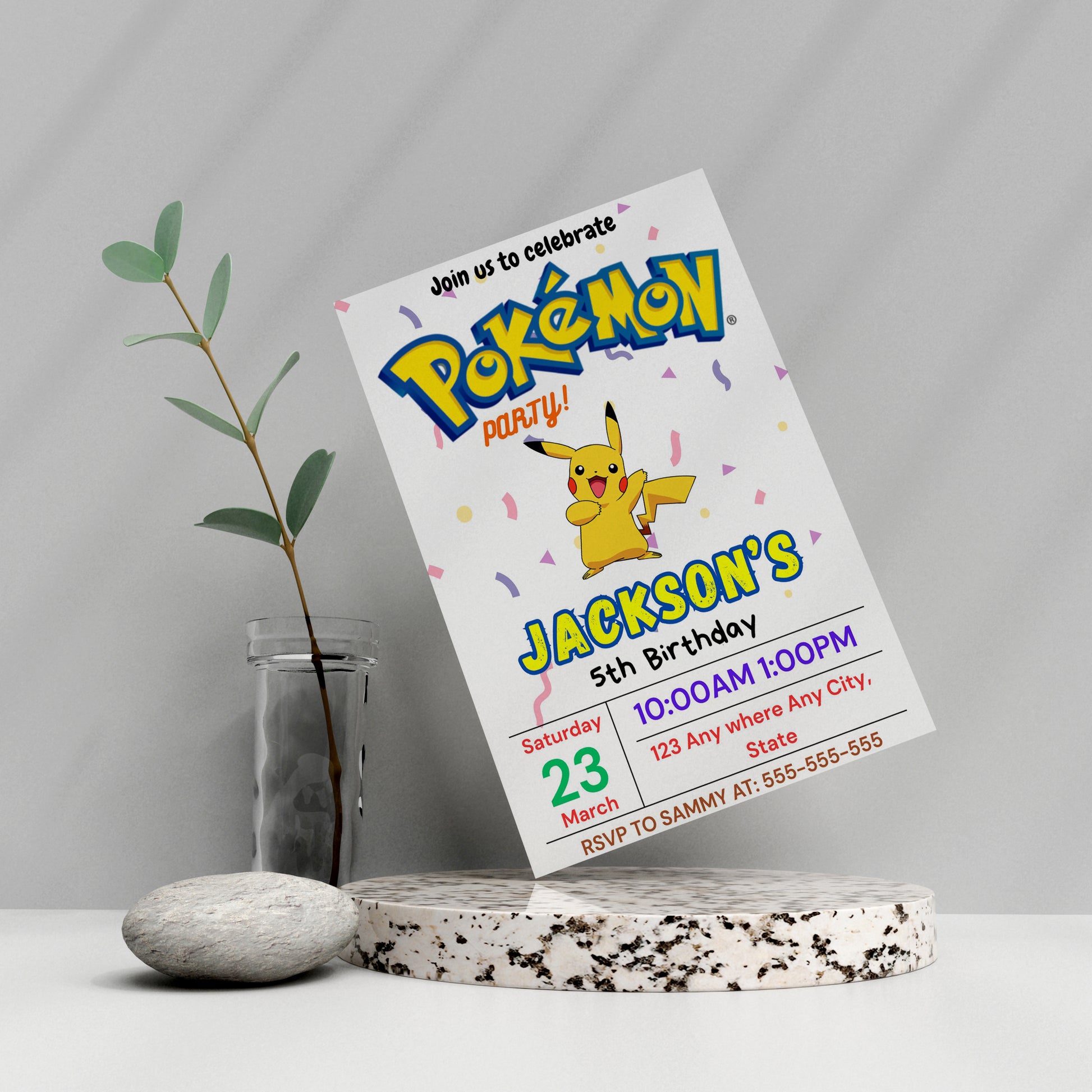 Pikachu Birthday Party Invitation Template | Pokemon Invite - CreativeRino
