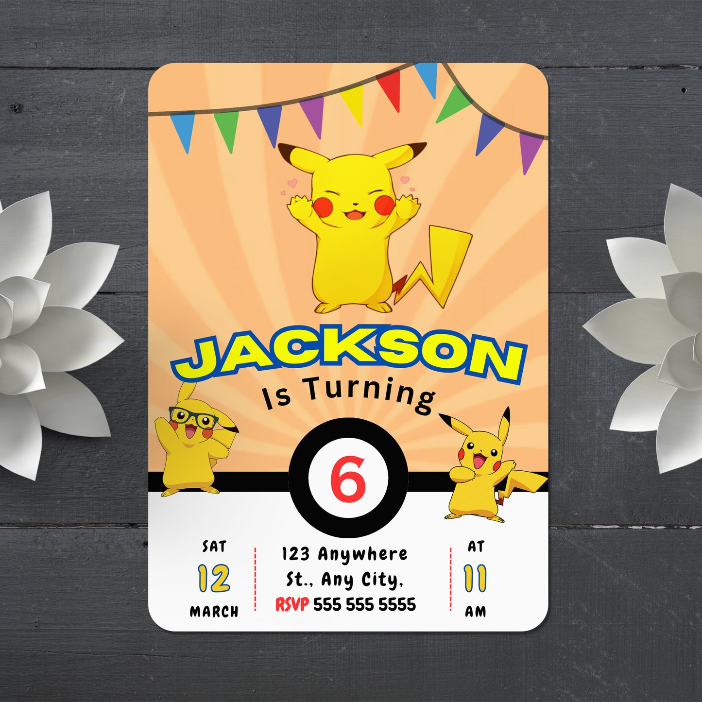 Pikachu Birthday Invitation Template | Pokemon Invite - CreativeRino