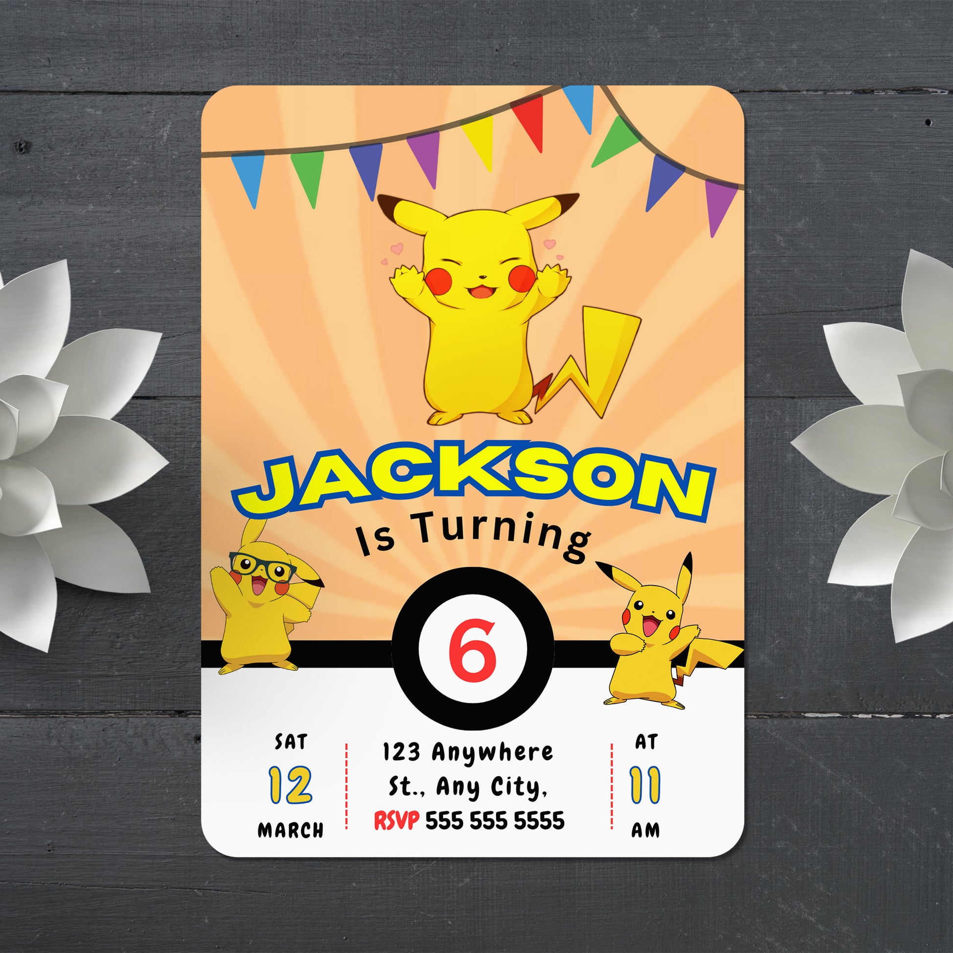 Pikachu Birthday Invitation Template | Pokemon Invite - CreativeRino