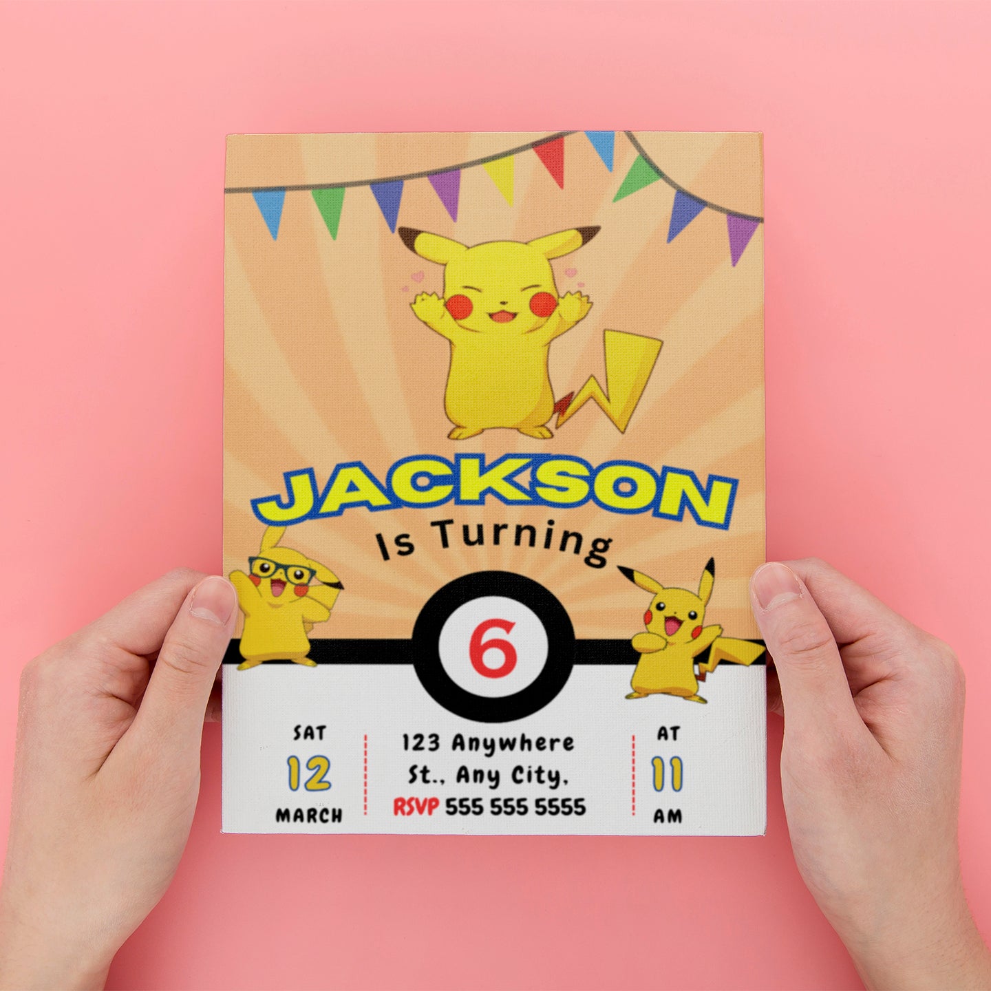 Pikachu Birthday Invitation Template | Pokemon Invite - CreativeRino