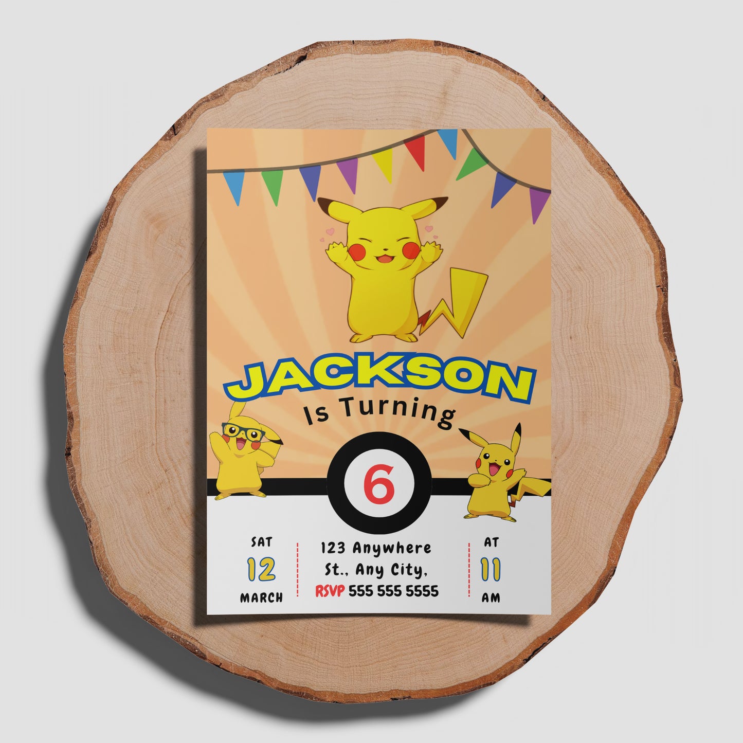 Pikachu Birthday Invitation Template | Pokemon Invite - CreativeRino