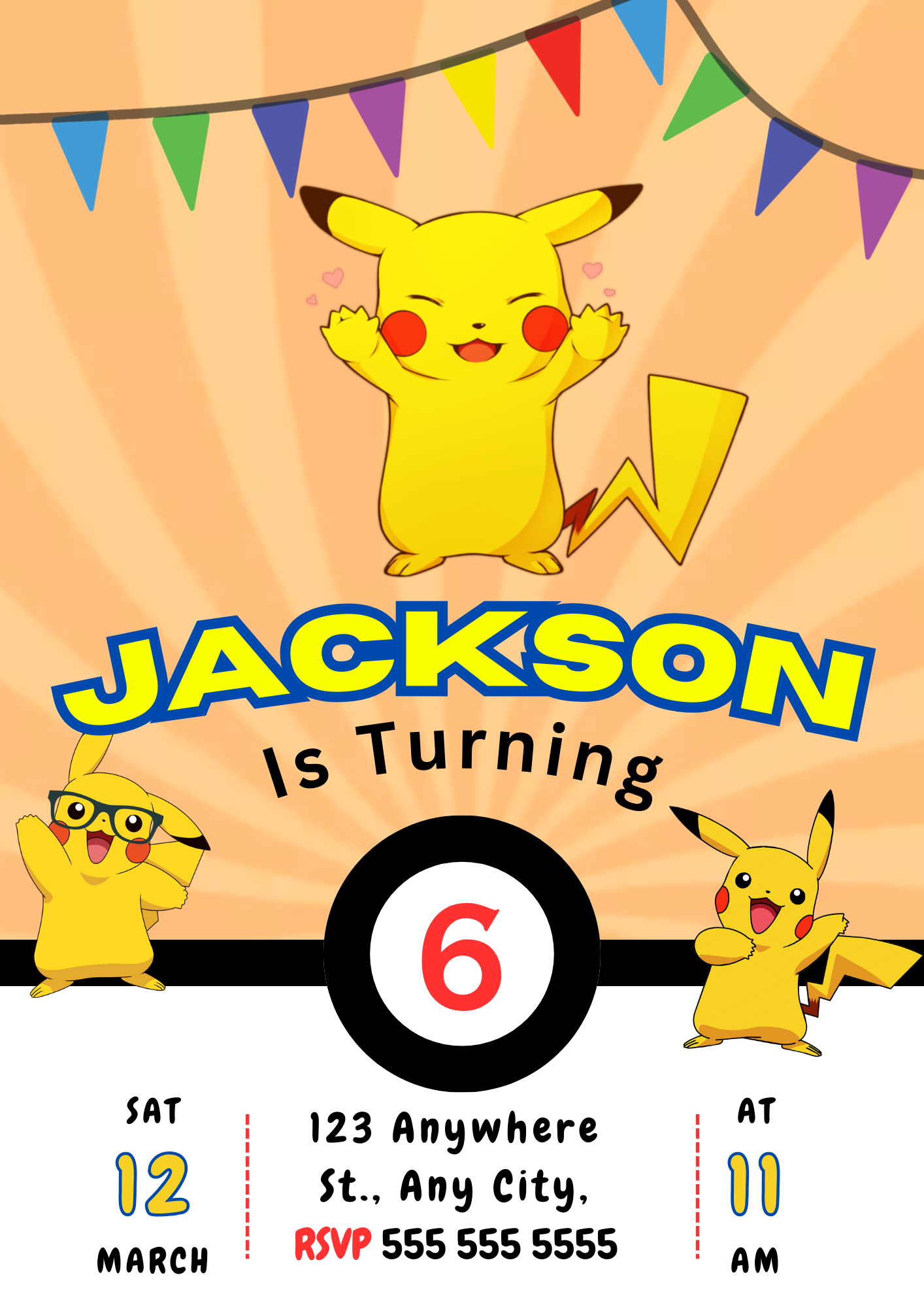 Pikachu Birthday Invitation Template | Pokemon Invite - CreativeRino