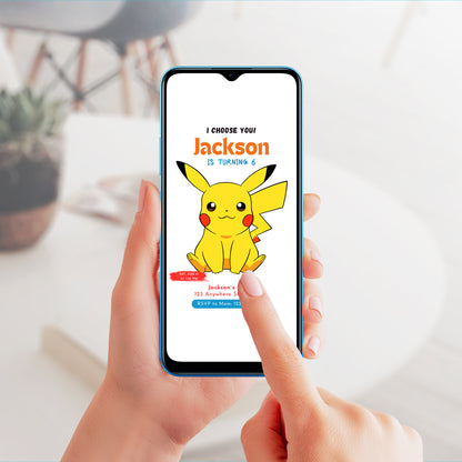 Pikachu Pokemon Birthday Party Invitation Template - CreativeRino