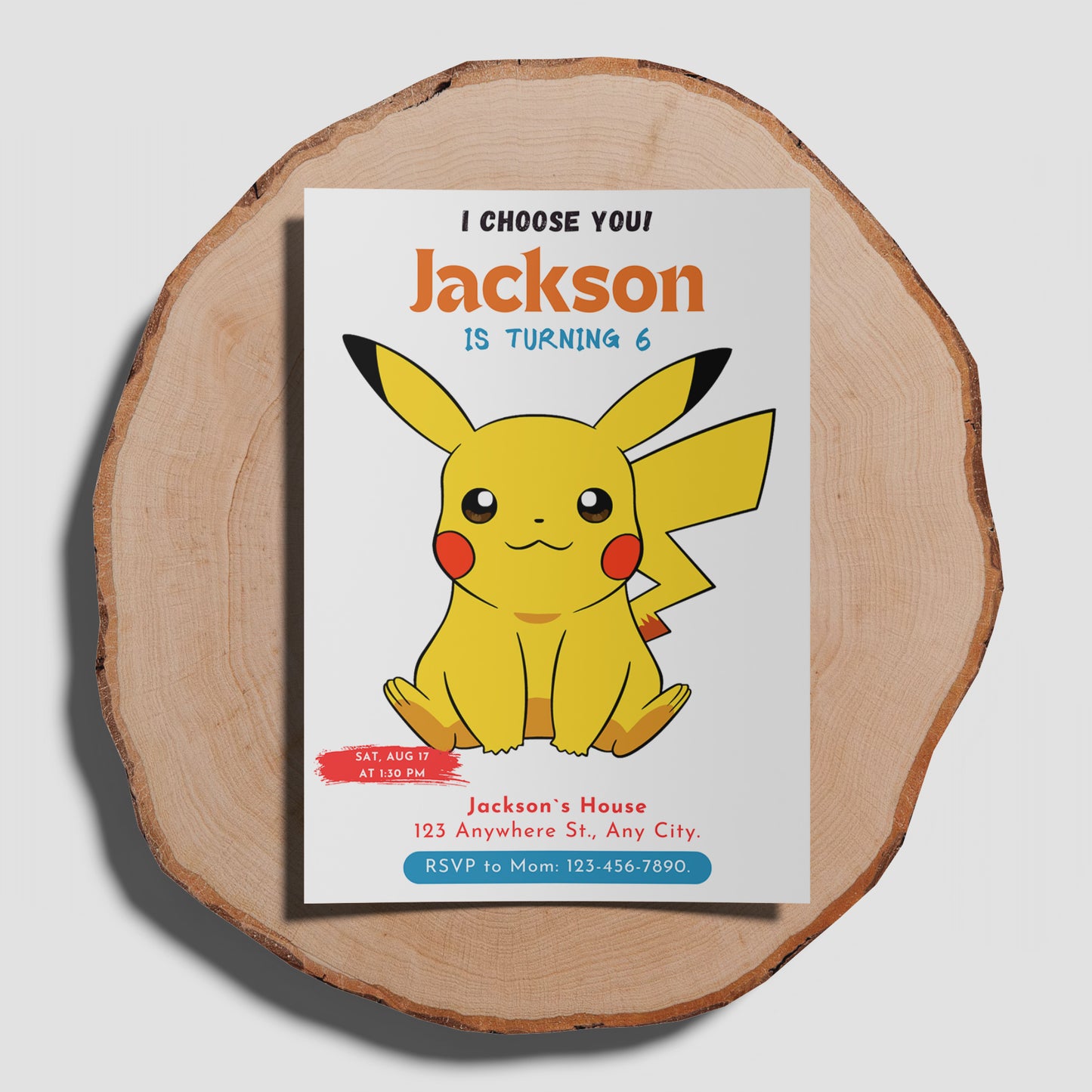 Pikachu Pokemon Birthday Party Invitation Template - CreativeRino