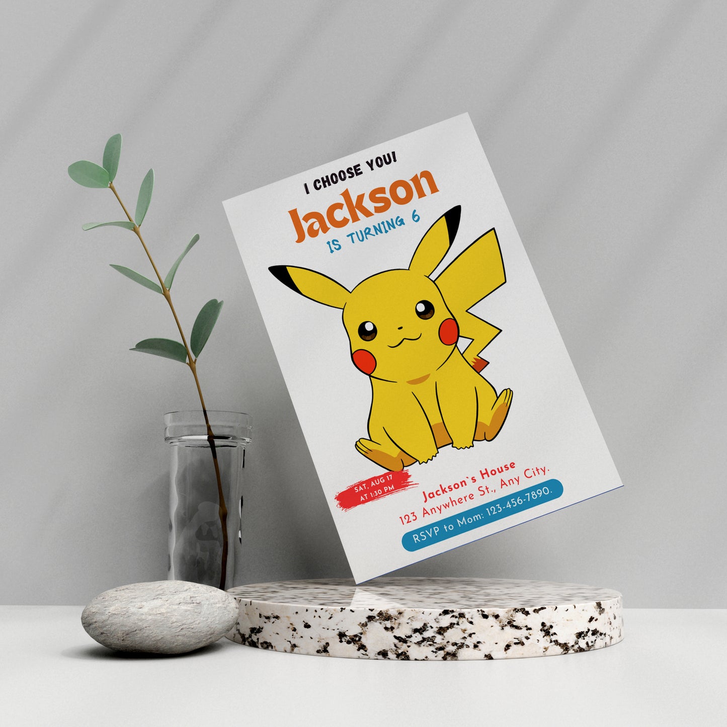 Pikachu Pokemon Birthday Party Invitation Template - CreativeRino