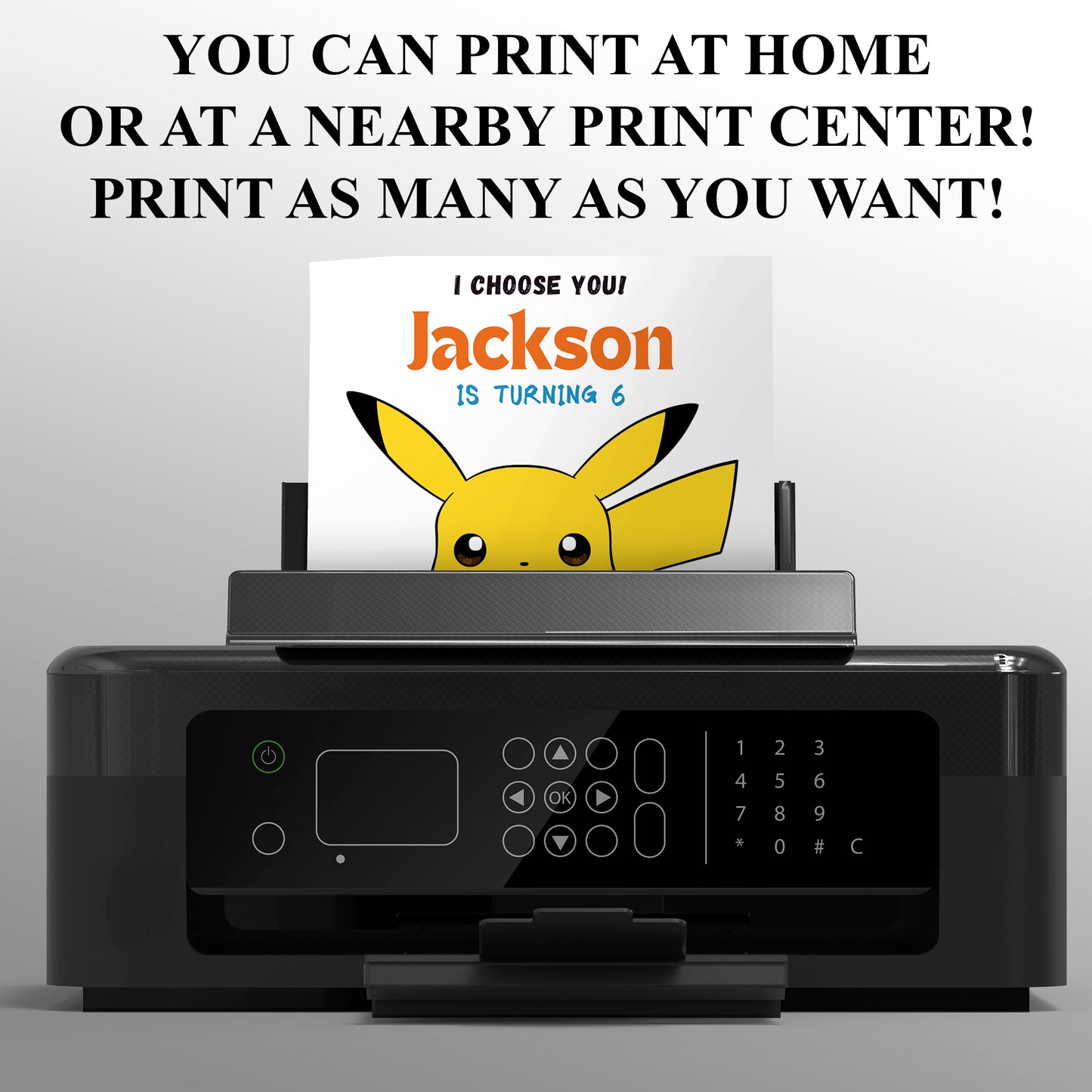 Pikachu Pokemon Birthday Party Invitation Template - CreativeRino
