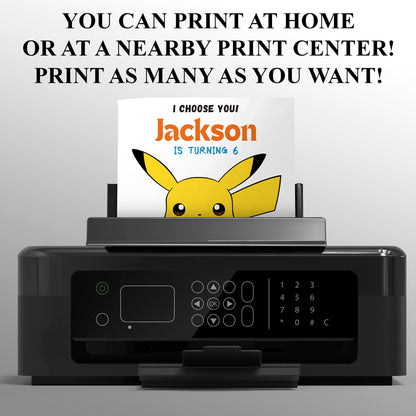 Pikachu Pokemon Birthday Party Invitation Template - CreativeRino