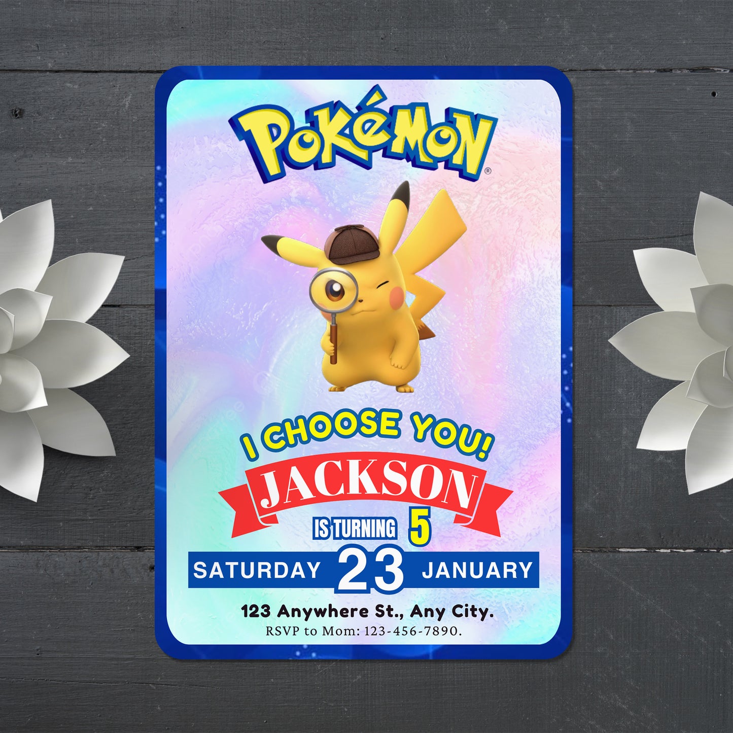 Detective Pikachu Invitation Template | Pokemon Birthday Invite - CreativeRino