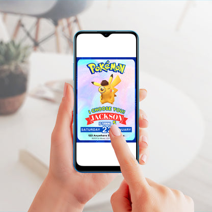 Detective Pikachu Invitation Template | Pokemon Birthday Invite - CreativeRino