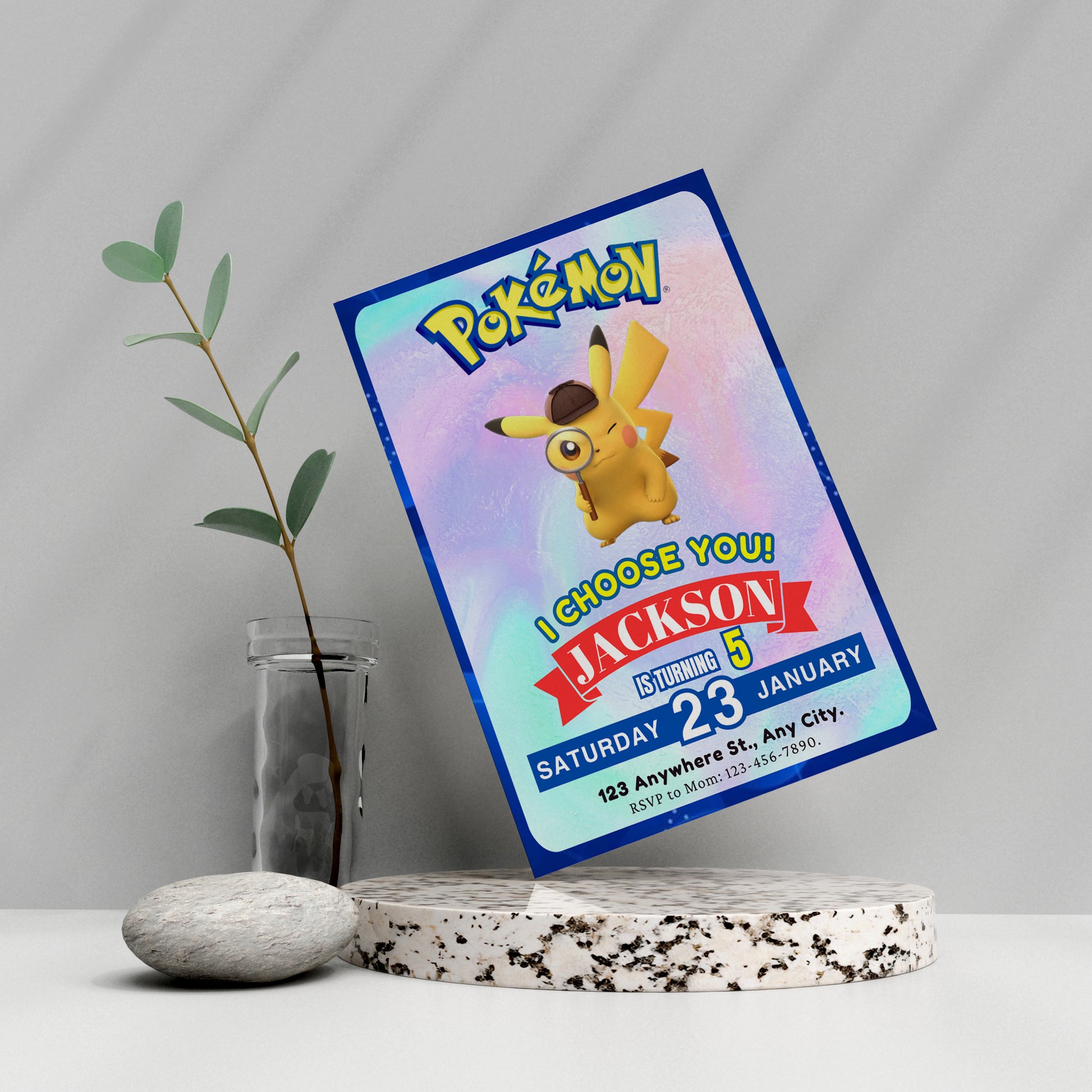 Detective Pikachu Invitation Template | Pokemon Birthday Invite - CreativeRino