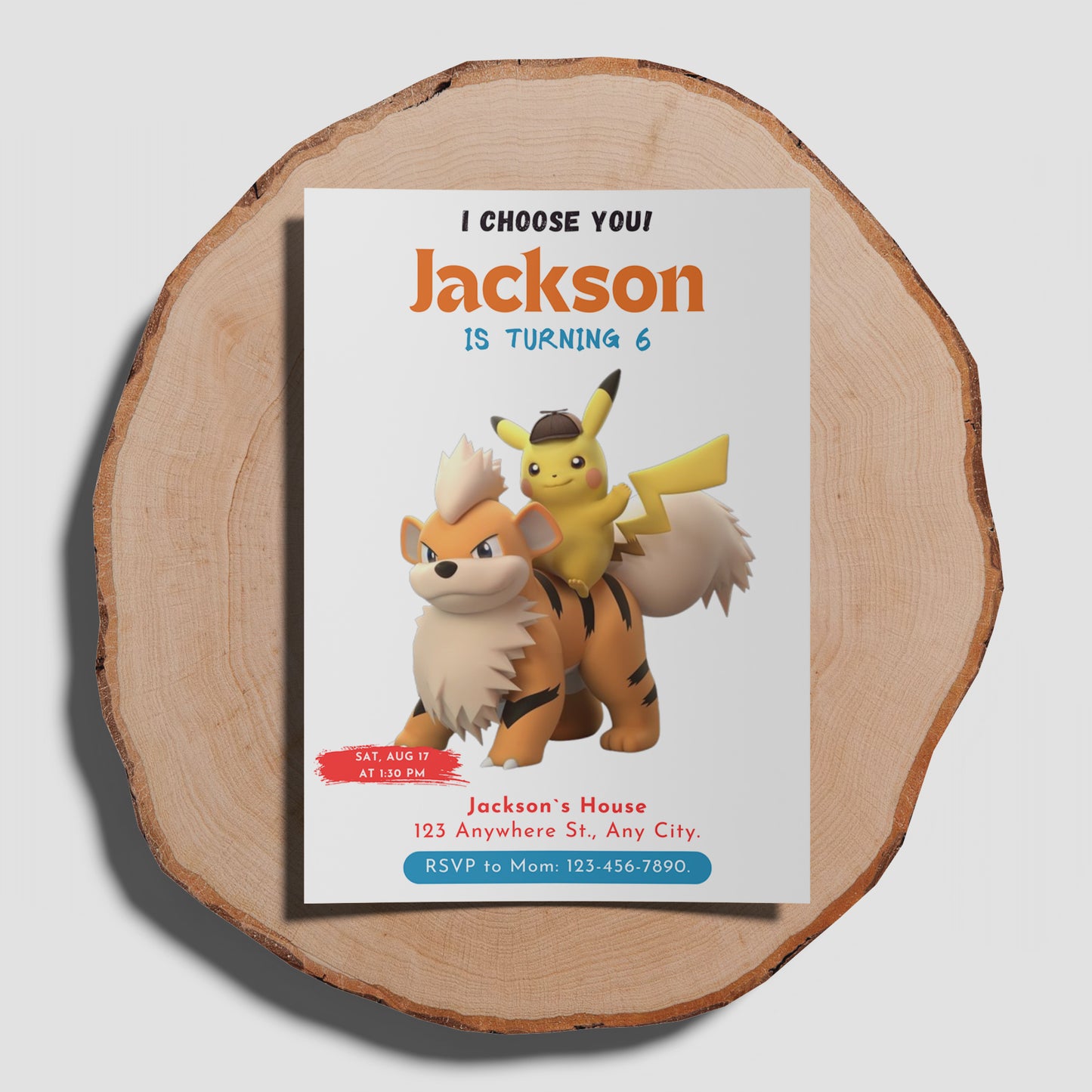 Detective Pikachu Pokemon Birthday Party Invitation Template - CreativeRino