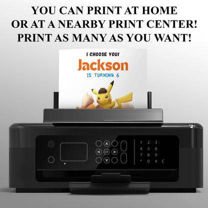 Detective Pikachu Pokemon Birthday Party Invitation Template - CreativeRino