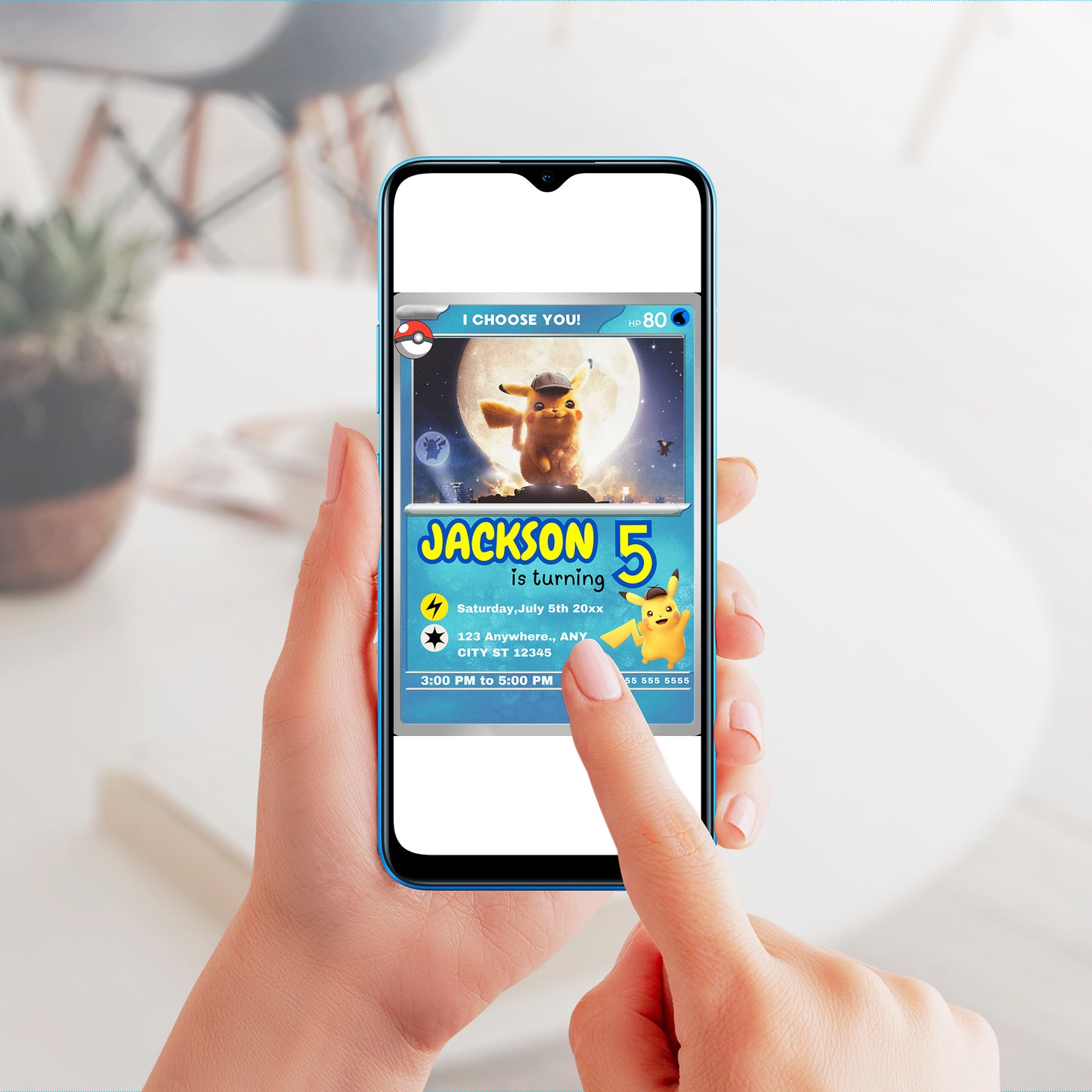 Detective Pikachu Invitation Template | Pokemon Card Birthday Invite - CreativeRino