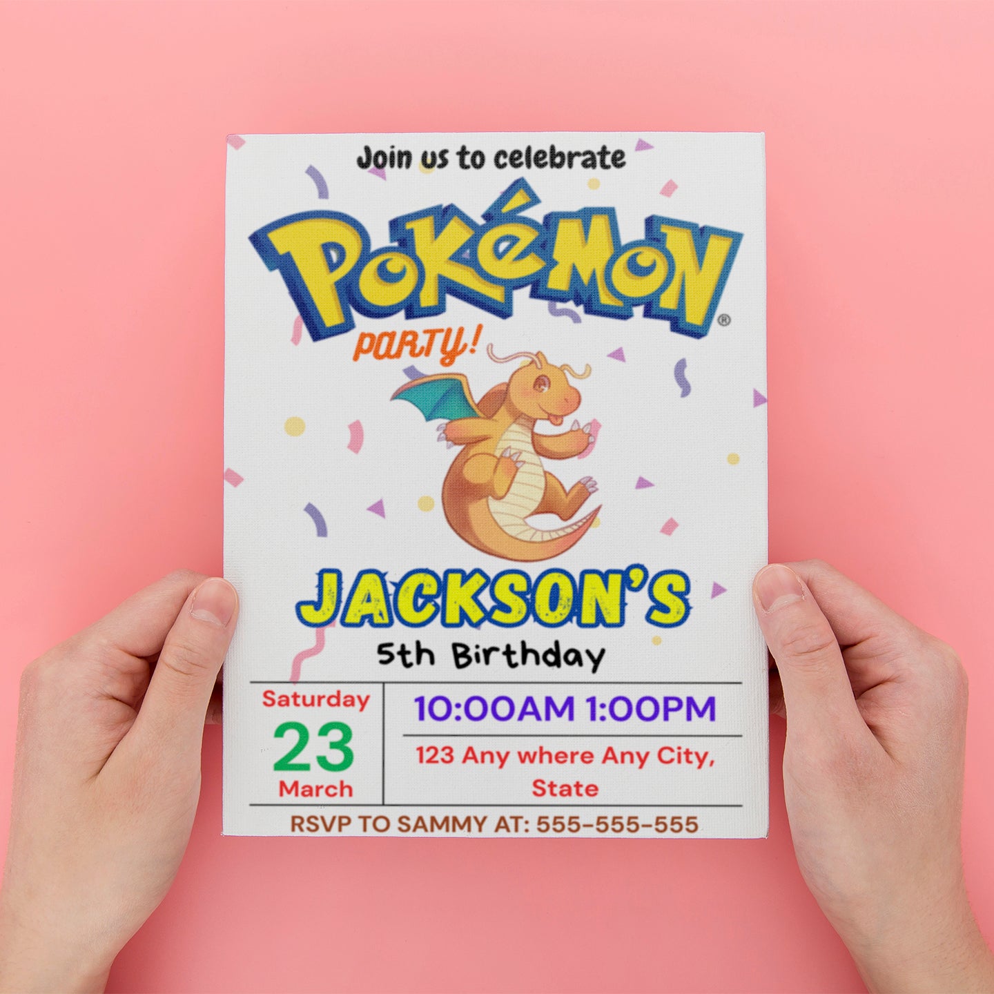 Dragonite Birthday Invitation Template | Pokemon Invite - CreativeRino