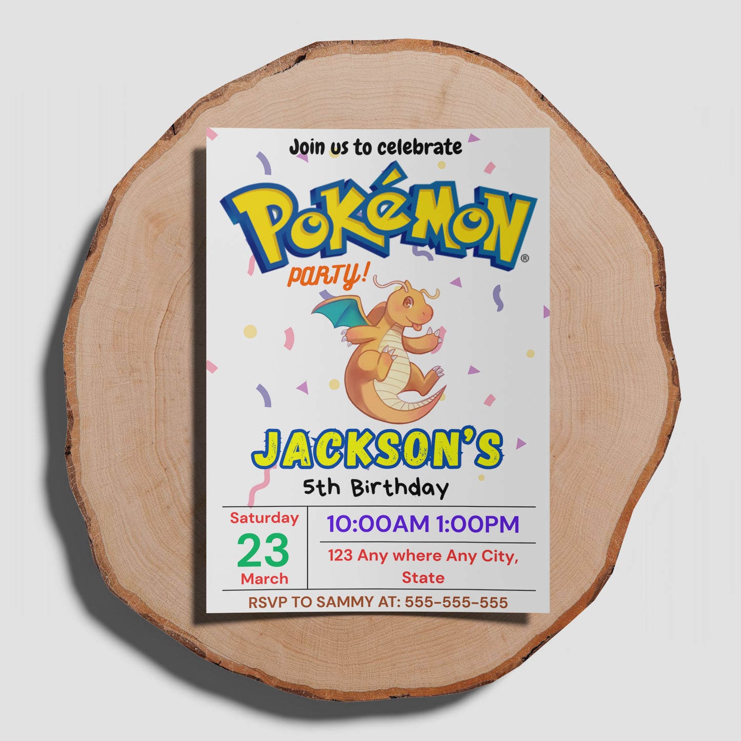 Dragonite Birthday Invitation Template | Pokemon Invite - CreativeRino