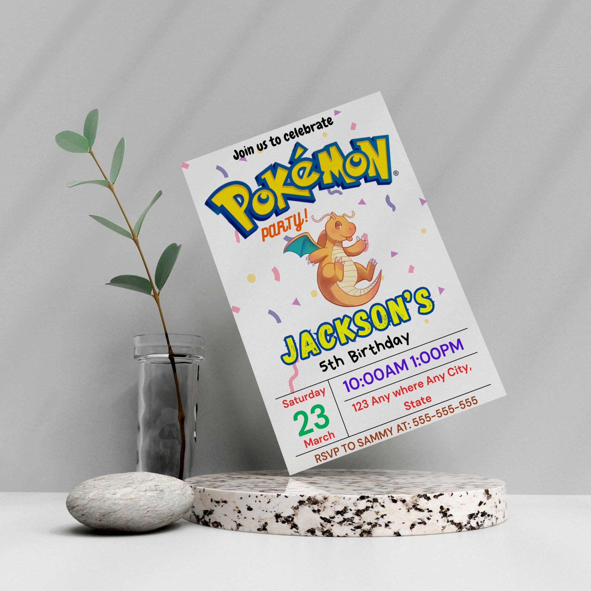 Dragonite Birthday Invitation Template | Pokemon Invite - CreativeRino