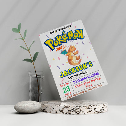 Dragonite Birthday Invitation Template | Pokemon Invite - CreativeRino