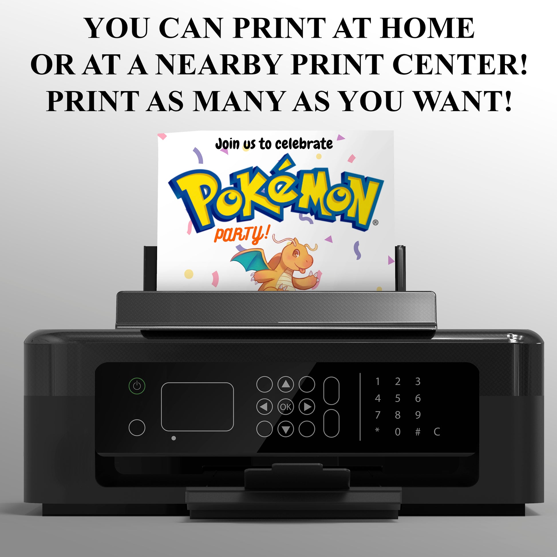 Dragonite Birthday Invitation Template | Pokemon Invite - CreativeRino