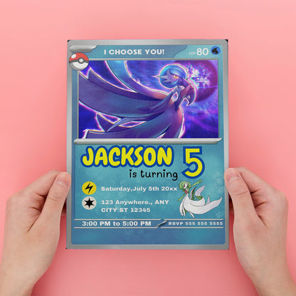 Gardevoir Invitation Template | Pokemon Card Birthday Invite - CreativeRino