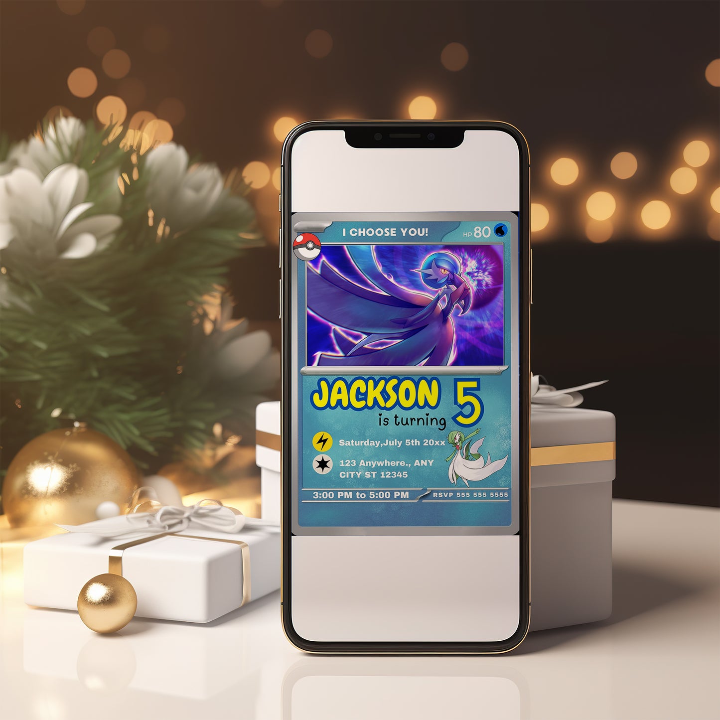 Gardevoir Invitation Template | Pokemon Card Birthday Invite - CreativeRino