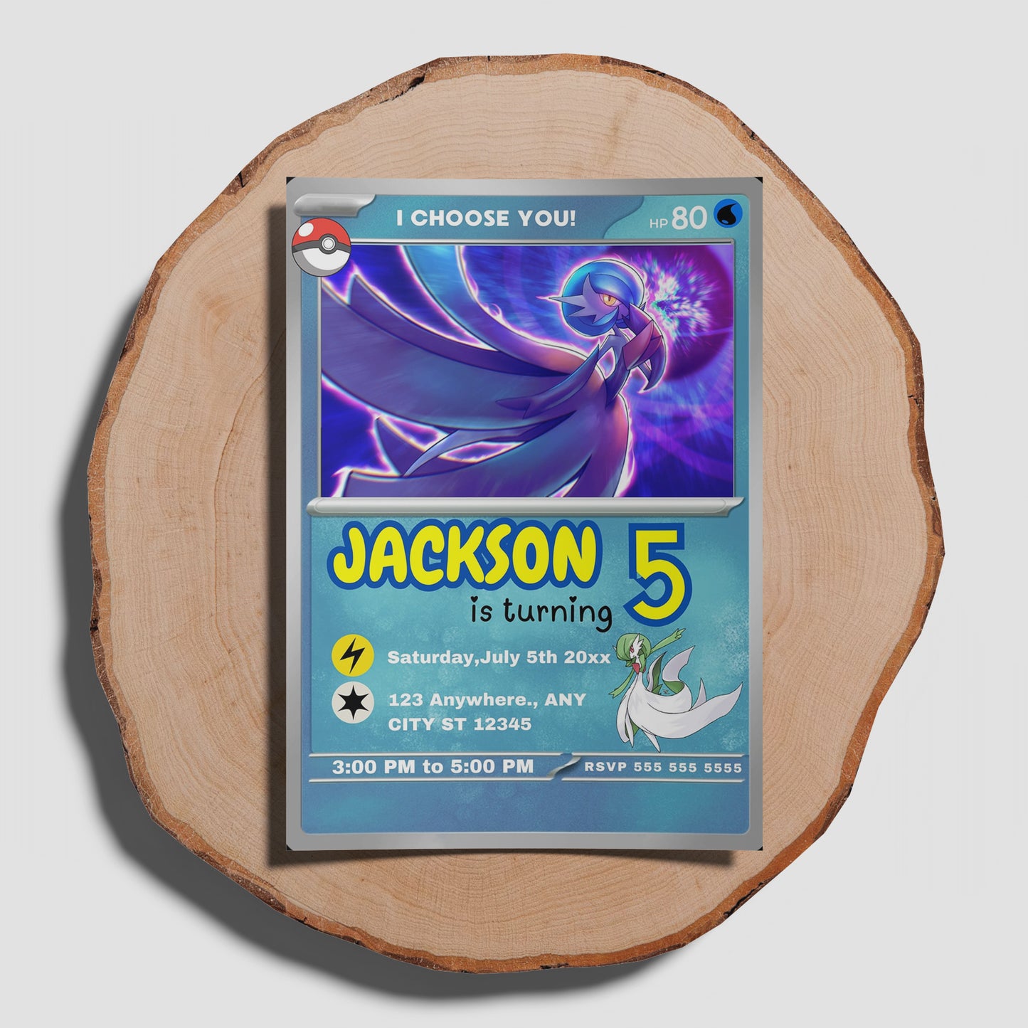 Gardevoir Invitation Template | Pokemon Card Birthday Invite - CreativeRino