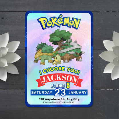 Torterra Invitation Template | Pokemon Birthday Invite - CreativeRino