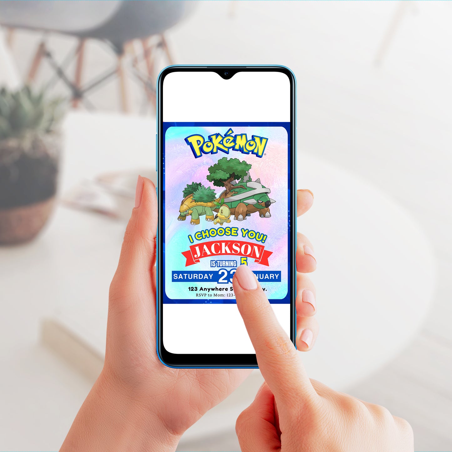 Torterra Invitation Template | Pokemon Birthday Invite - CreativeRino