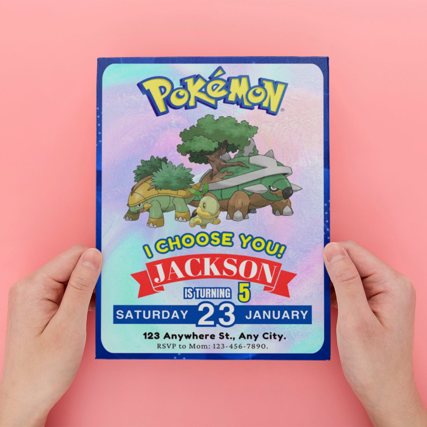 Torterra Invitation Template | Pokemon Birthday Invite - CreativeRino