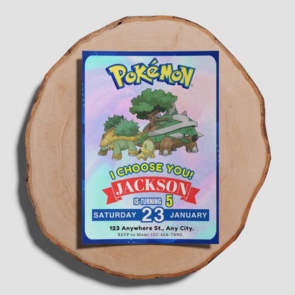 Torterra Invitation Template | Pokemon Birthday Invite - CreativeRino