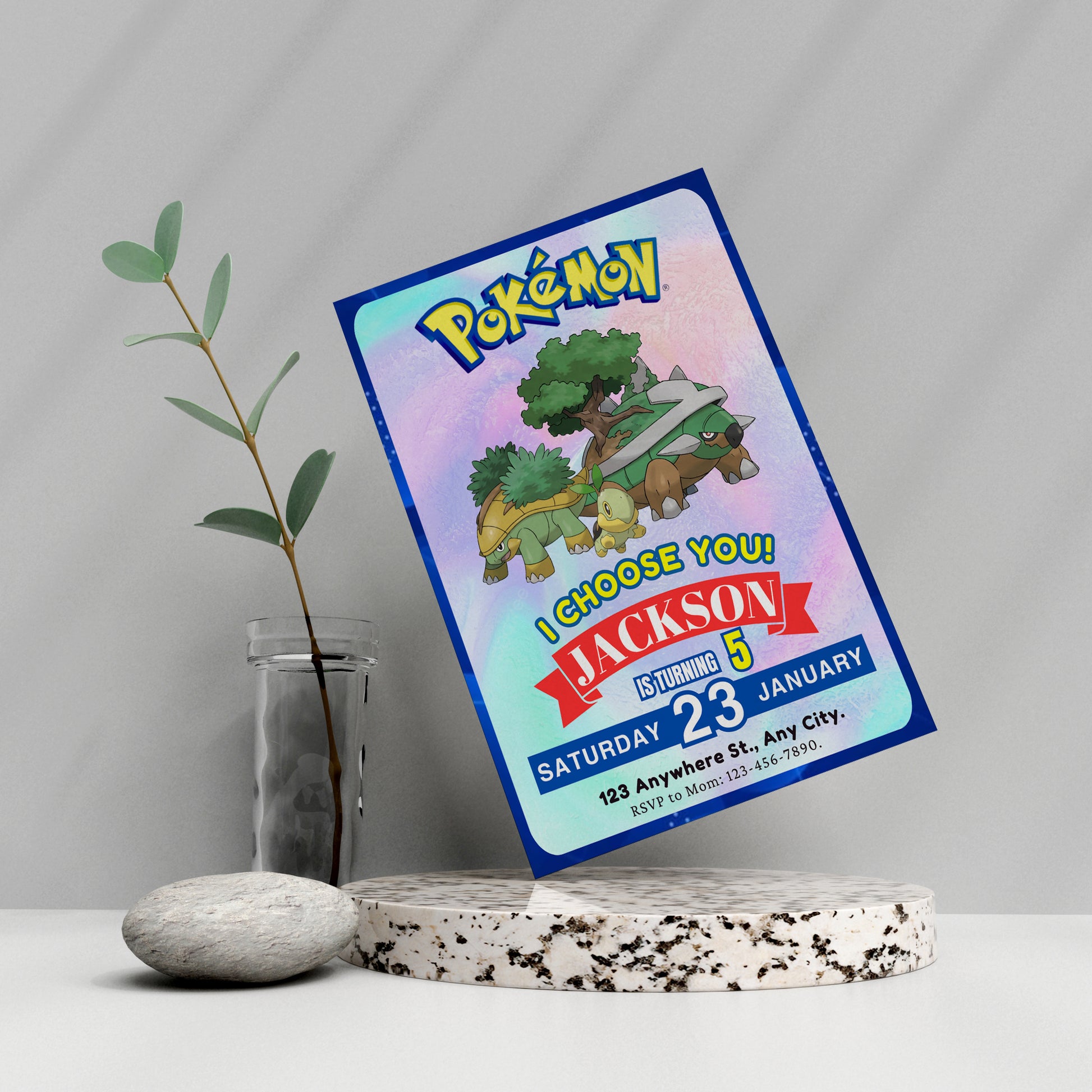 Torterra Invitation Template | Pokemon Birthday Invite - CreativeRino