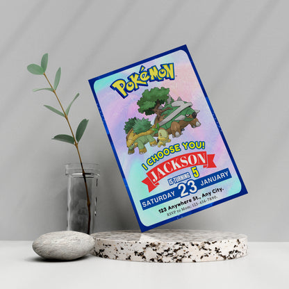 Torterra Invitation Template | Pokemon Birthday Invite - CreativeRino