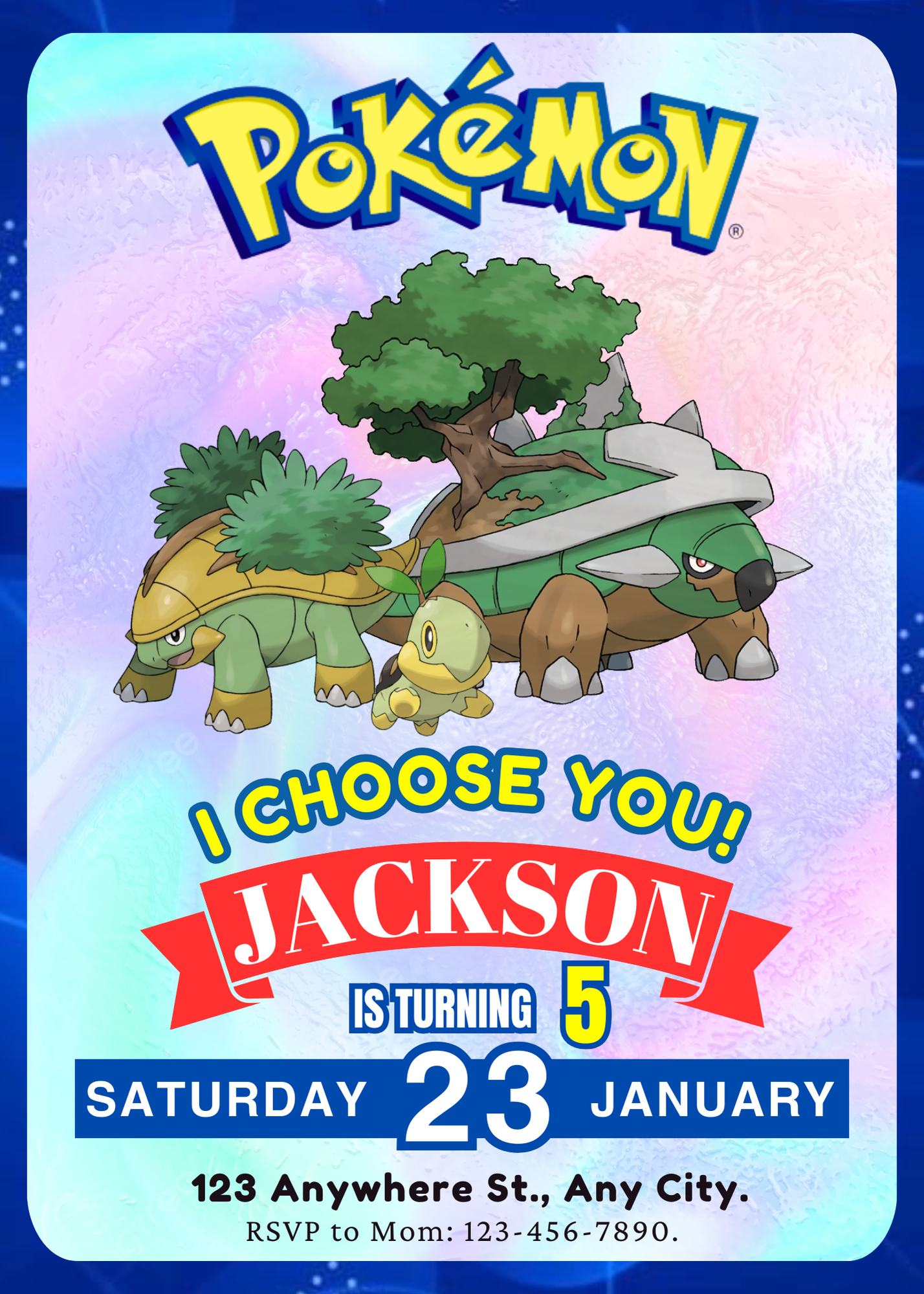 Torterra Invitation Template | Pokemon Birthday Invite - CreativeRino