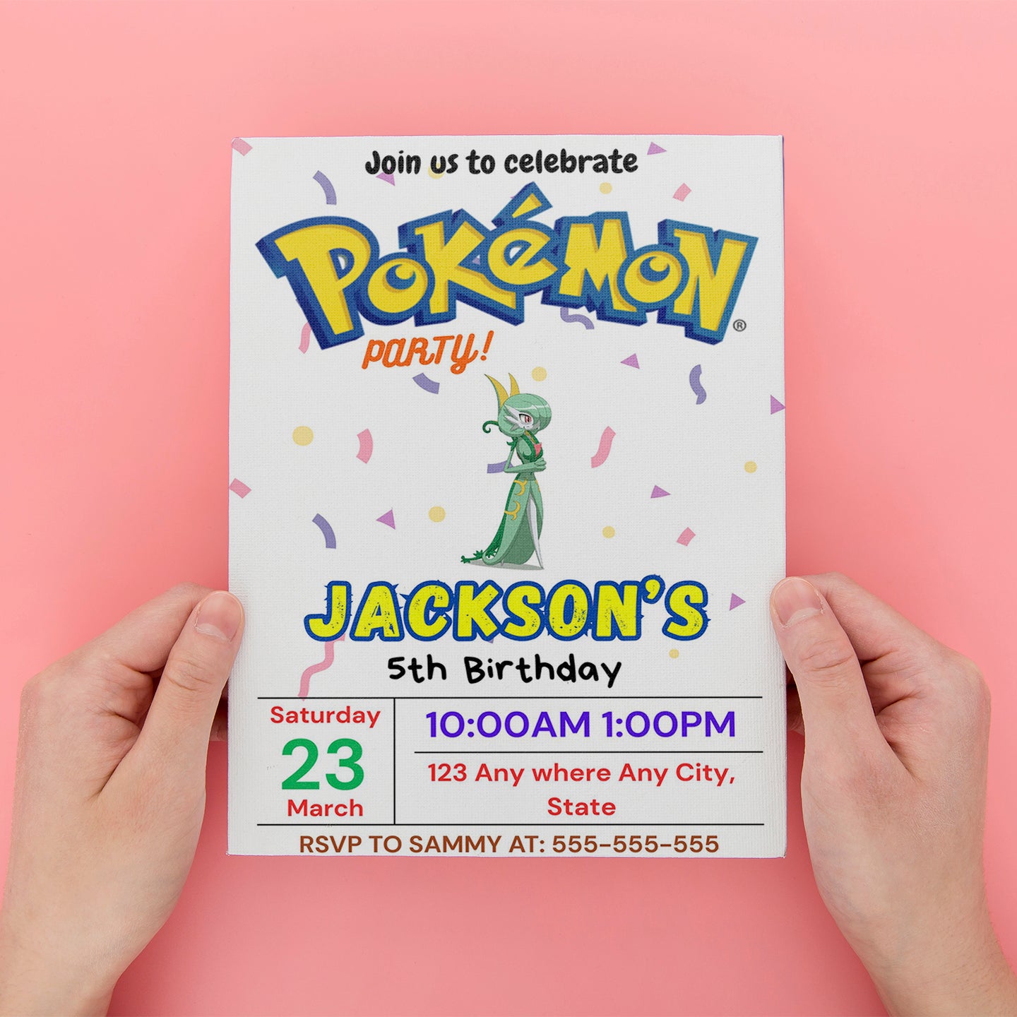 Gardevoir Birthday Invitation Template | Pokemon Invite - CreativeRino