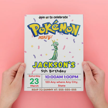 Gardevoir Birthday Invitation Template | Pokemon Invite - CreativeRino