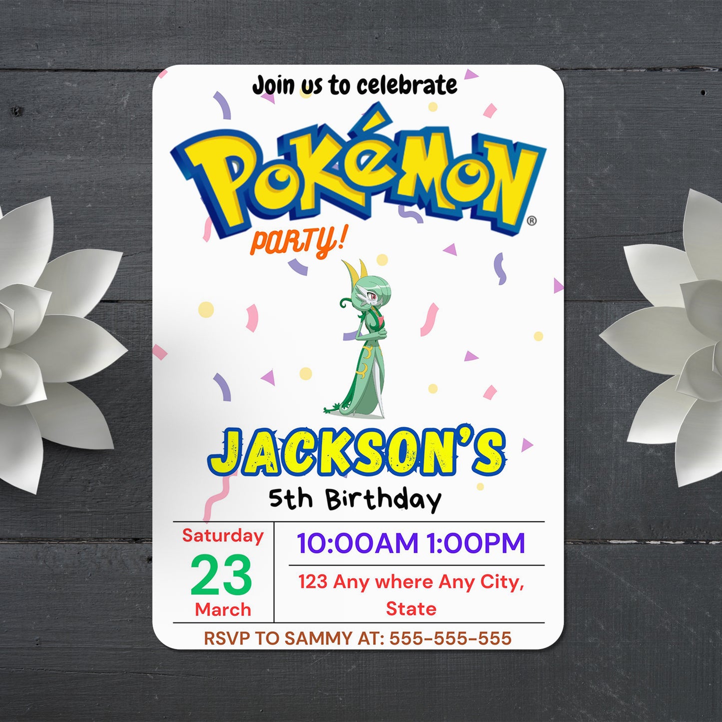 Gardevoir Birthday Invitation Template | Pokemon Invite - CreativeRino
