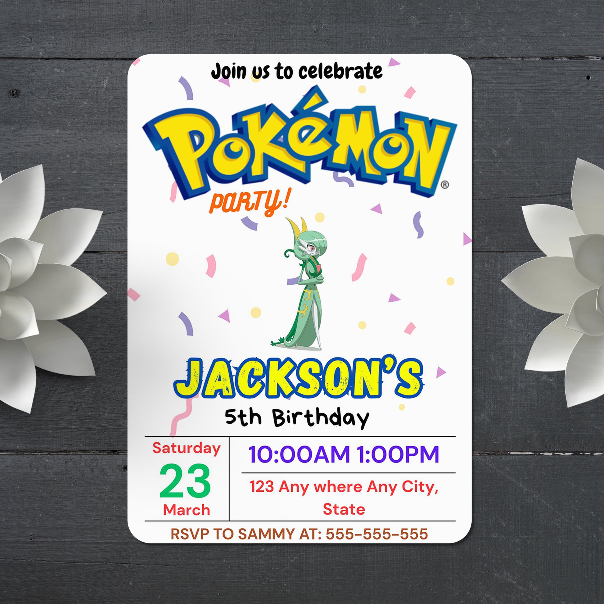 Gardevoir Birthday Invitation Template | Pokemon Invite - CreativeRino