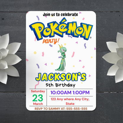 Gardevoir Birthday Invitation Template | Pokemon Invite - CreativeRino