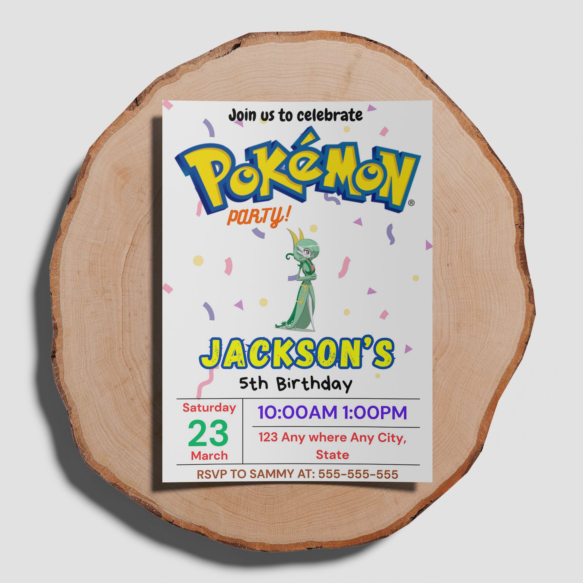 Gardevoir Birthday Invitation Template | Pokemon Invite - CreativeRino