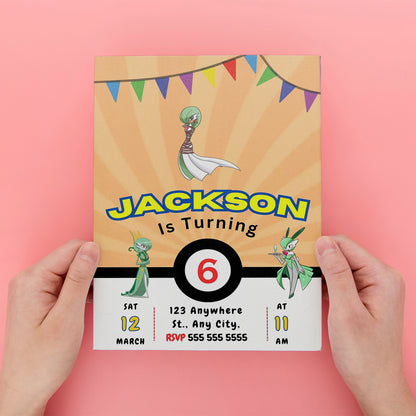 Gardevoir Pokemon Birthday Party Invitation Template - CreativeRino