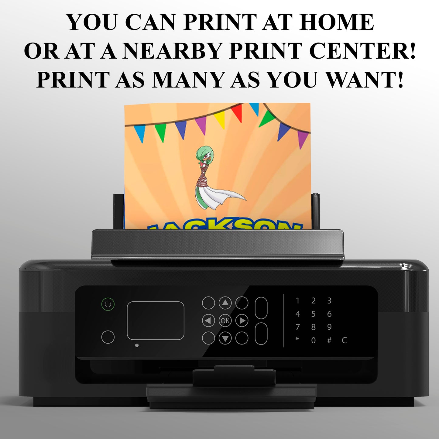 Gardevoir Pokemon Birthday Party Invitation Template - CreativeRino