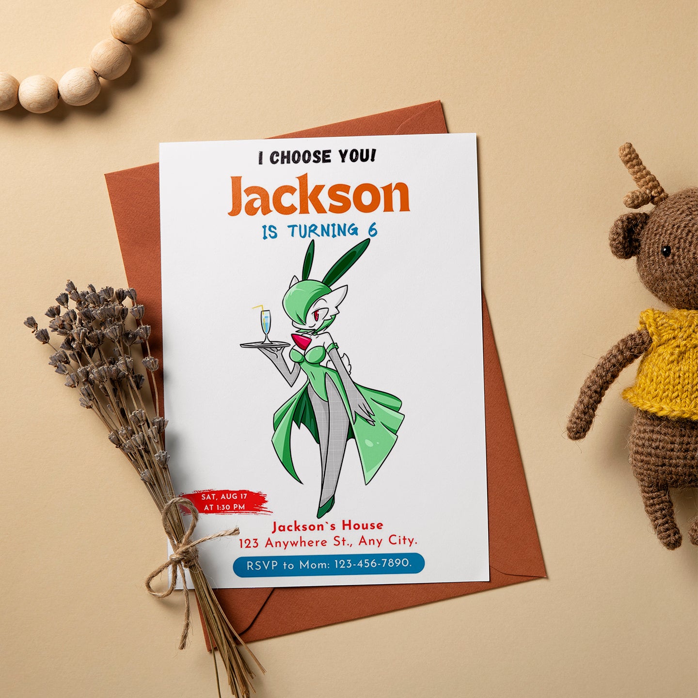 Gardevoir Birthday Party Invitation Template | Pokemon Invite - CreativeRino
