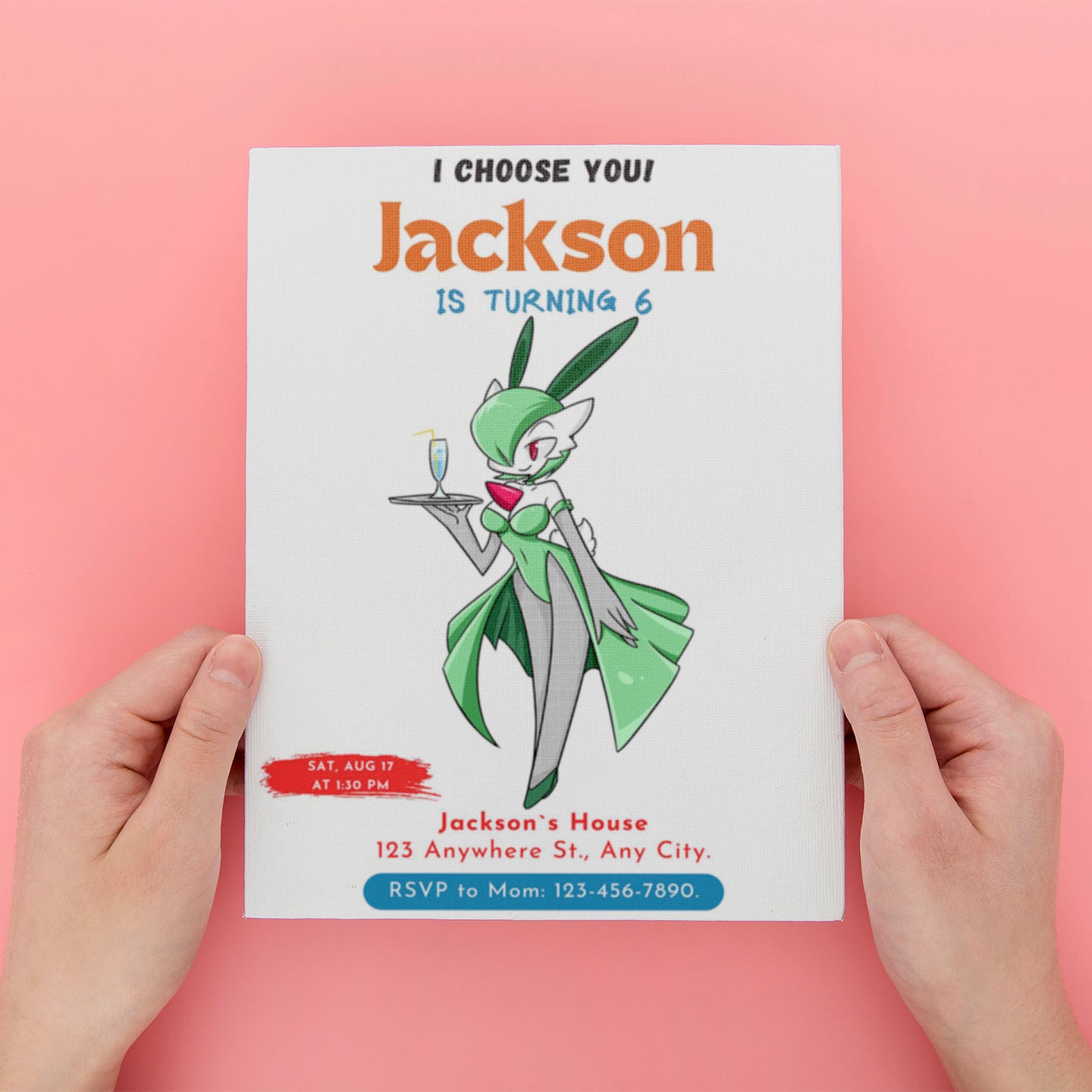 Gardevoir Birthday Party Invitation Template | Pokemon Invite - CreativeRino