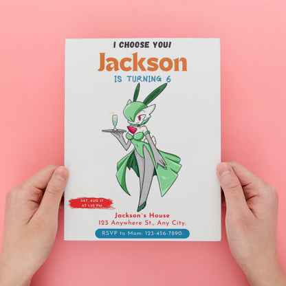 Gardevoir Birthday Party Invitation Template | Pokemon Invite - CreativeRino