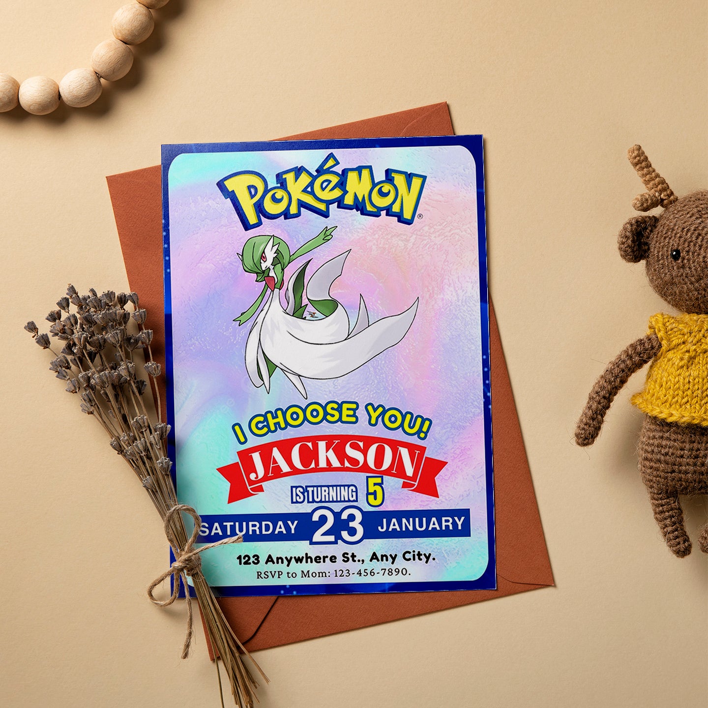 Gardevoir Invitation Template | Pokemon Birthday Invite - CreativeRino