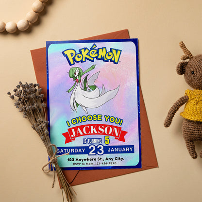 Gardevoir Invitation Template | Pokemon Birthday Invite - CreativeRino